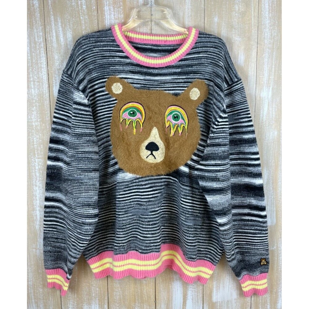 TF Teddy Fresh Furry Fuzzy Bear Soft Sweater Women's Large-XL Pullover Crewneck